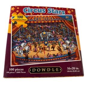 Dowdle Folk Art Circus Stars 100 Piece Jigsaw Puzzle 16x20 888584 Complete